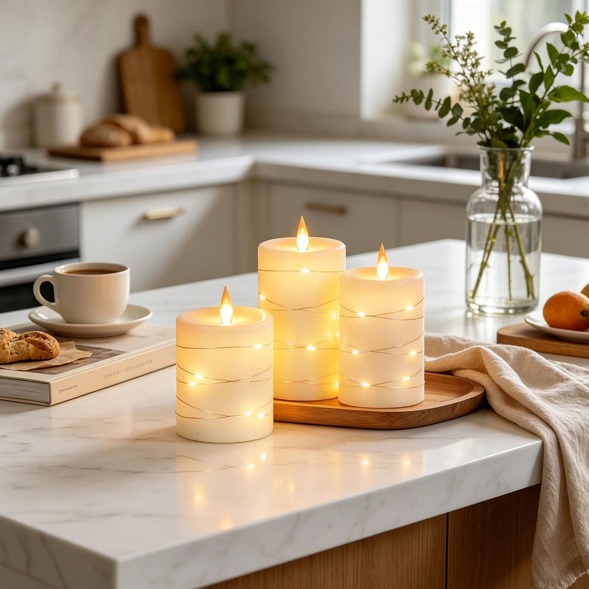 AuraGlow™ - Set de 3 Velas LED Sin Llama con Control y Temporizador
