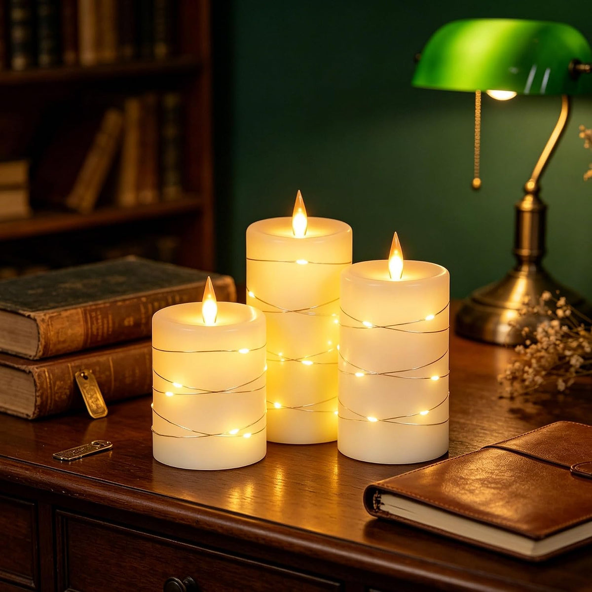 AuraGlow™ - Set de 3 Velas LED Sin Llama con Control y Temporizador