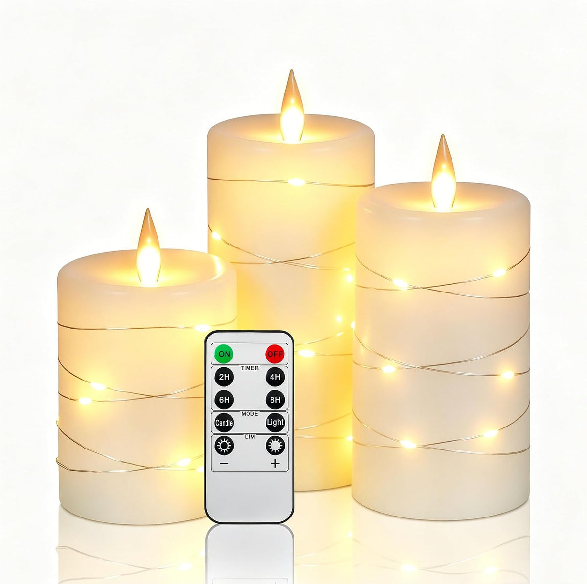 AuraGlow™ - Set de 3 Velas LED Sin Llama con Control y Temporizador