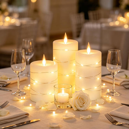 AuraGlow™ - Set de 3 Velas LED Sin Llama con Control y Temporizador
